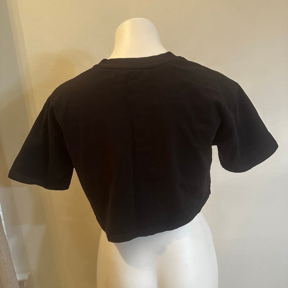Zara Black Cropped Top sz S Short sleeve tee - Picture 3 of 4